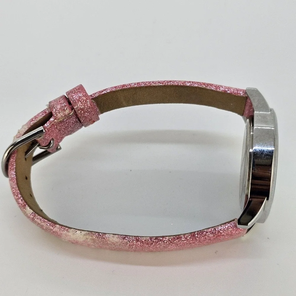 Red Balloon Watch Women 31MM White Dial Pink Leather Bands Up to 6.5